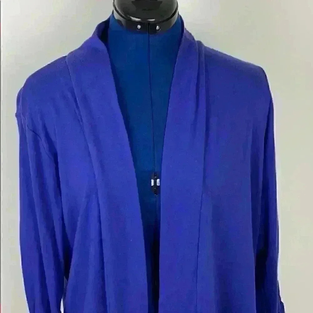 Lands End open front knit cardigan-royal b… - Picture 2 of 7